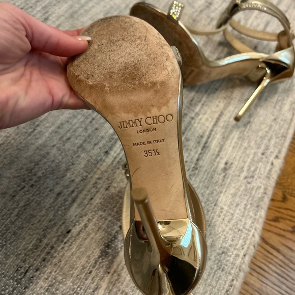 Jimmy Choo formal gold heel with bows & jewels - Picture 5 of 5